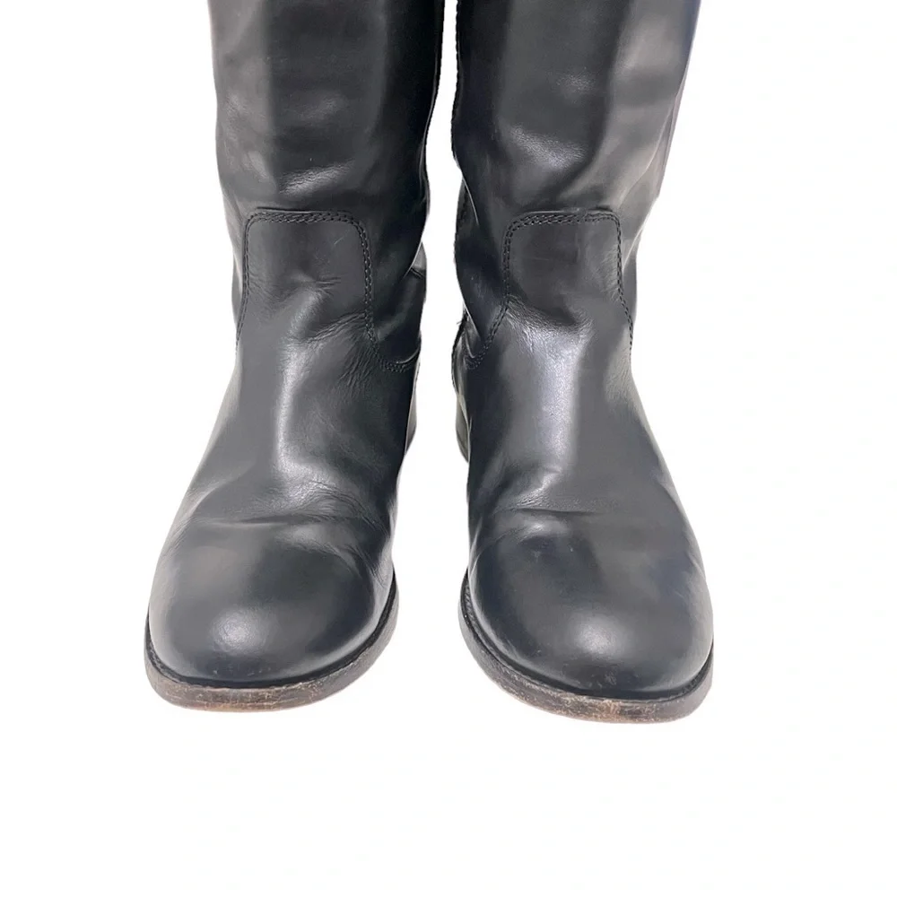 FRYE Melissa Button‎ Lug Equestrian-Inspired Tall Boots in Black Women's Size 6